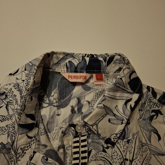 Persifor Maritime Blue Tigerlily Sunna Top Women's Size Large Long Sleeve - Picture 3 of 11